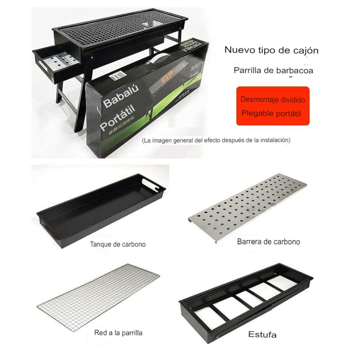 Parrilla portátil (Carbón) de acero - Comercializadora 1018