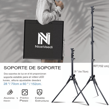 Cuadrado de Luz LED 48 cm Trípode 2.1 M - Comercializadora 1018