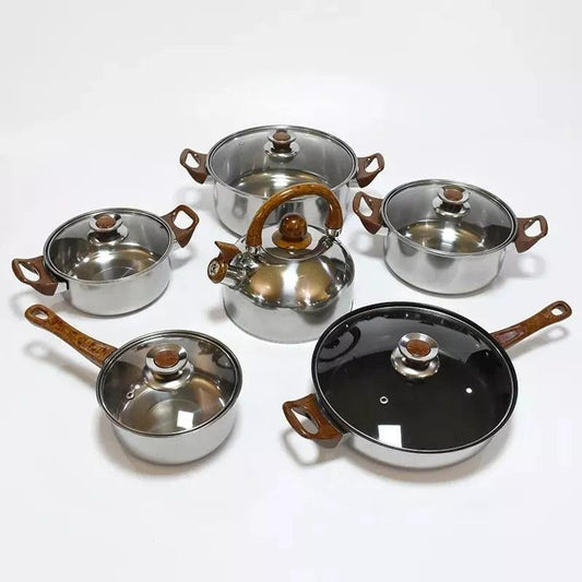 Ollas de acero inoxidable 12 piezas - Comercializadora 1018