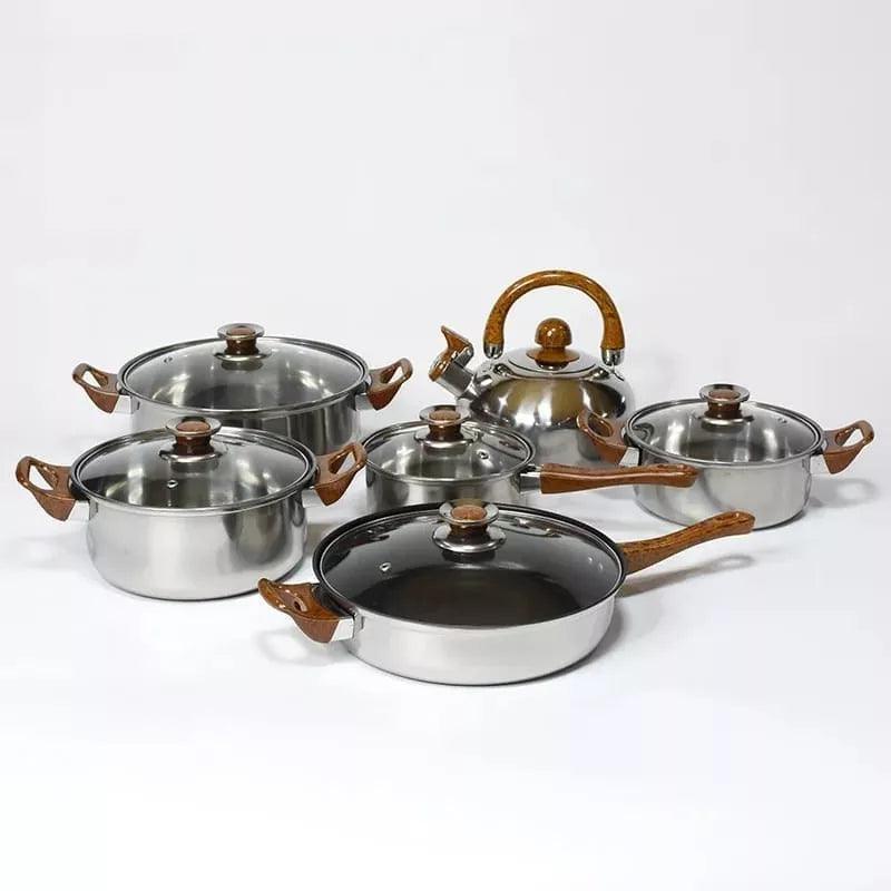 Ollas de acero inoxidable 12 piezas - Comercializadora 1018